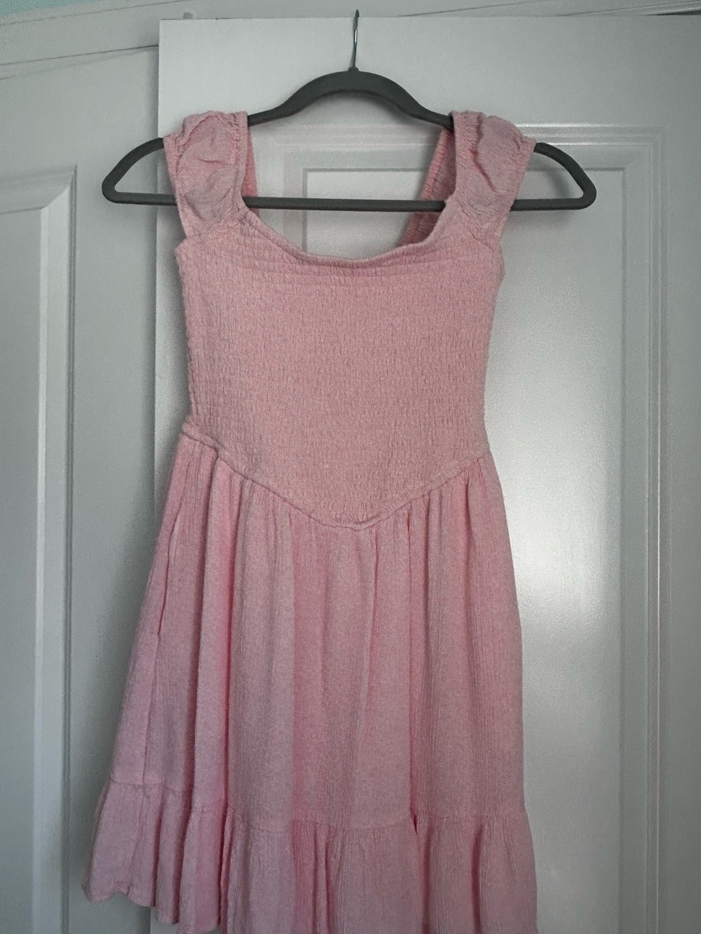 Aeropostale Light Pink Smocked Mini Dress with Ruffle Straps